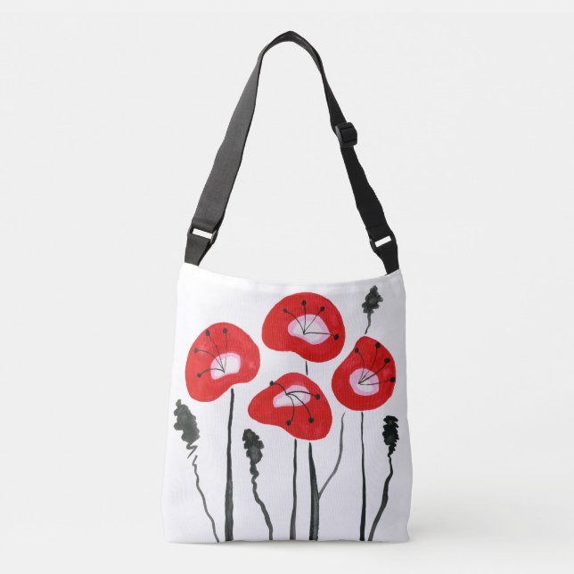 Purple Poppies Crossbody Bag (Front)