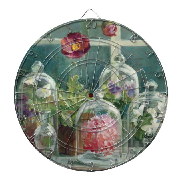 Purple Poppies on a Windowsill Dartboard (Front)