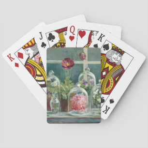 Purple Poppies on a Windowsill Playing Cards