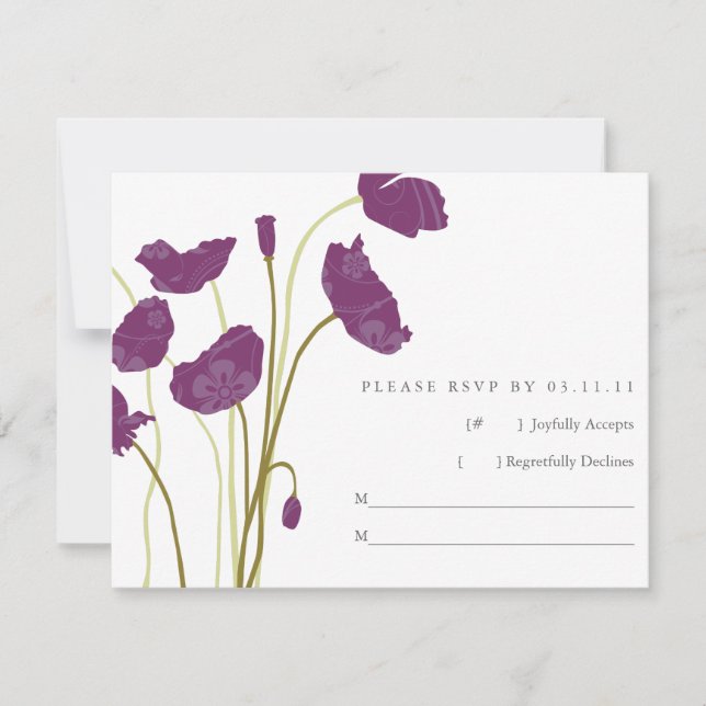 Purple Poppies RSVP Card (Front)
