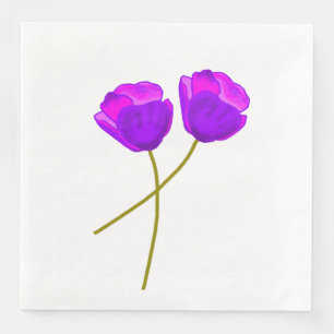 Purple Poppy Flowers Napkin