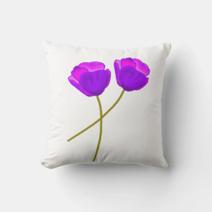Purple Poppy Flowers   Throw Pillow
