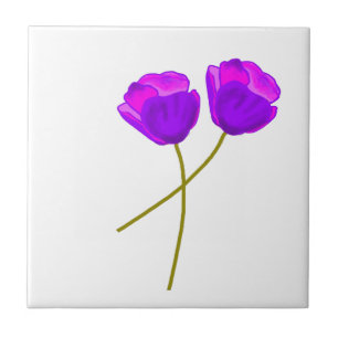 Purple Poppy Flowers Tile