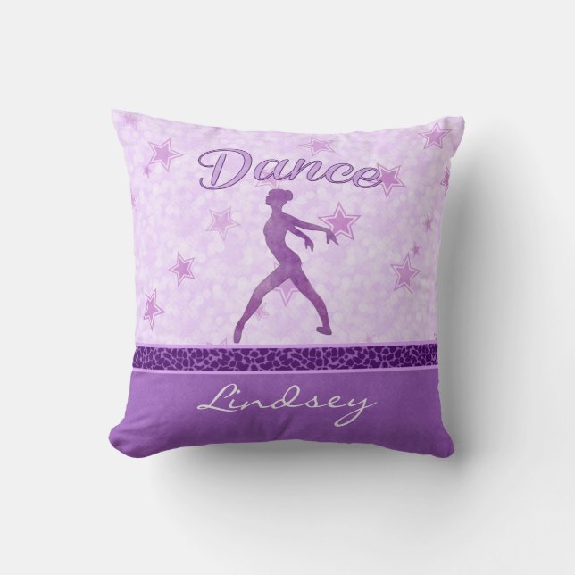 Purple Posing Dancer with a Cheetah Print Stripe Throw Pillow (Front)