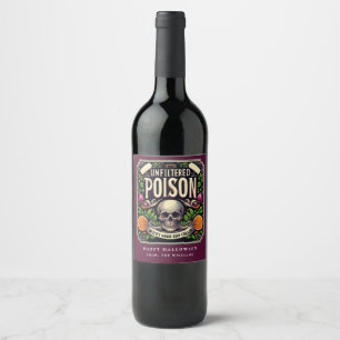 Purple Potion Halloween Skeleton Poison Wine Label