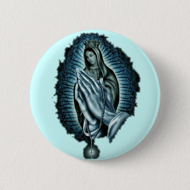 Purple Prayer Blessed Virgin Mary 2 Inch Round Button (Front)