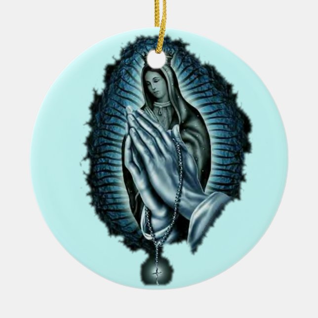 Purple Prayer Blessed Virgin Mary Ornament (Front)