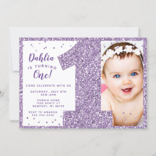 Purple Première Invitation d'anniversaire, Faux Pa
