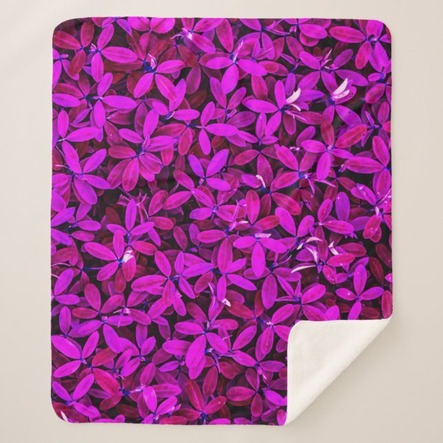 Purple Pretty Flowers Pattern-23209 Sherpa Blanket (Front)