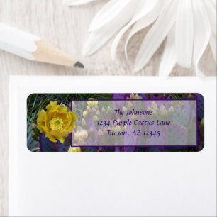 Purple Prickly Pear Opuntia Cactus Fleurs Jaunes