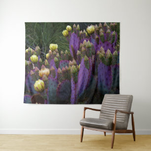 Purple Prickly Pear Opuntia Cactus Yellow Flowers Tapestry