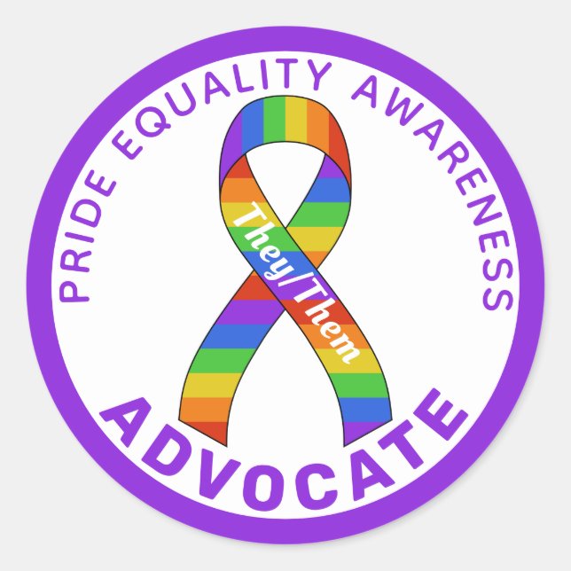 Purple Pride Equality Awareness White Classic Round Sticker (Front)