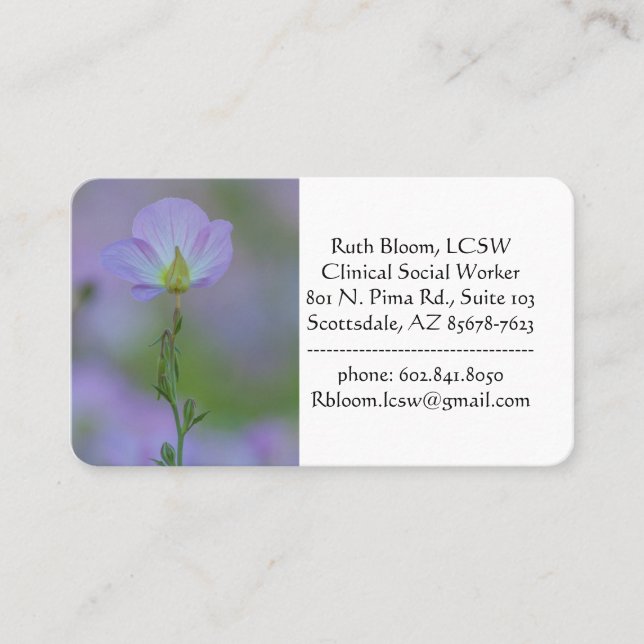 Purple Primrose Business Card (Front)