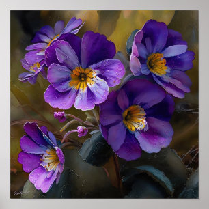 Purple Primrose Fleurs Art Imprimer Poster