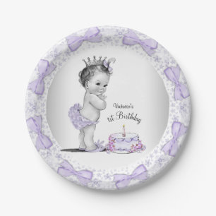 Purple Princess 1st Birthday Party Paper Plate