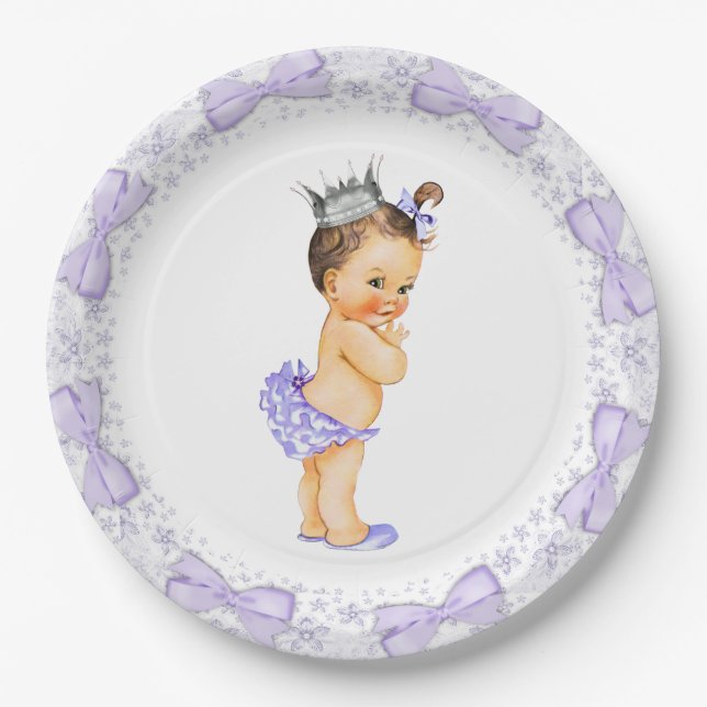Purple Princess Baby Shower Paper Plate (Front)