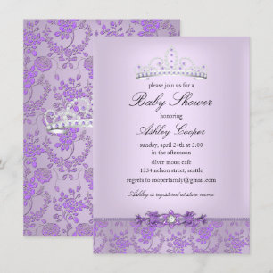 Purple Princess Baby Shower Tiara Invitation