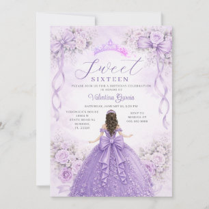 Purple Princess Ball Gown Sweet Sixteen Birthday Invitation