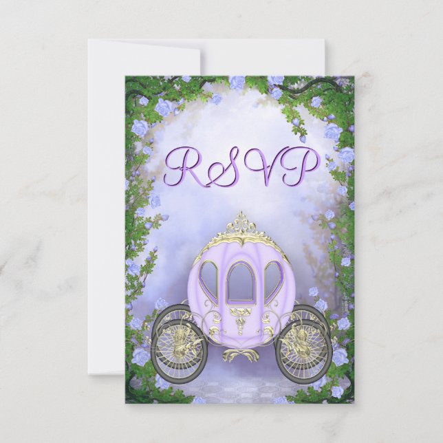 Purple Princess Carriage Enchanted RSVP Card (Front)