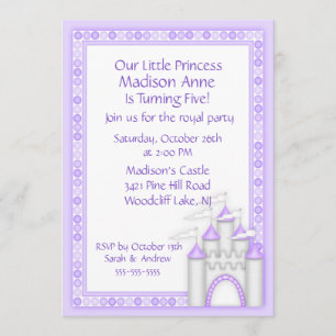 Purple Princess Castle Party Invitation