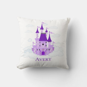 Purple Princess Castle Personalized Girly  Throw Pillow