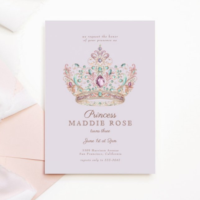 Purple Princess Crown Fairytale Birthday Party Invitation (Creator Uploaded)