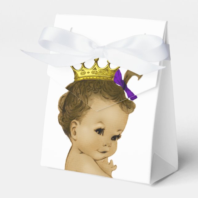 Purple Princess Ethnic Princess Baby Shower Favor Box (Front Side)