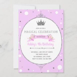 Purple Princess Frame Birthday Invitation