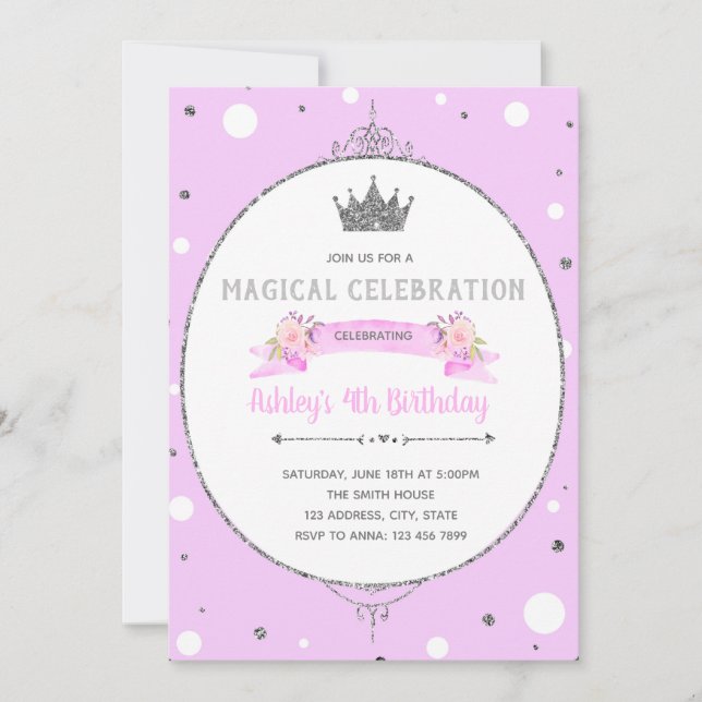 Purple Princess Frame Birthday Invitation (Front)