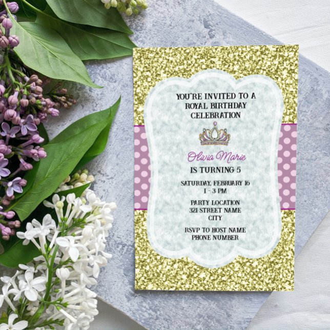 Purple Princess Invitation de fête d'anniversaire (Créateur téléchargé)