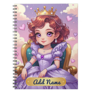 Purple Princess Notebook – Editable Name
