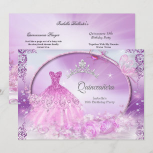 Purple Princess Quinceanera Magical Dress Invitation