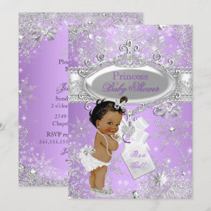 Purple Princess Winter Baby Shower Ethnic Invitation