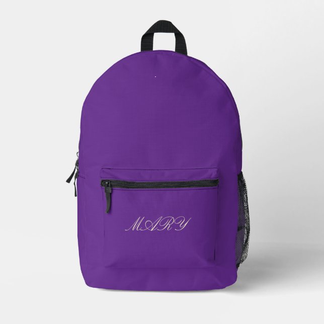 purple  printed backpack (Front)