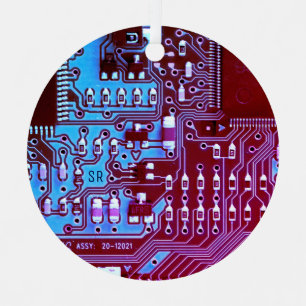 Purple printed circuit board Geek PCB Custom Metal Ornament