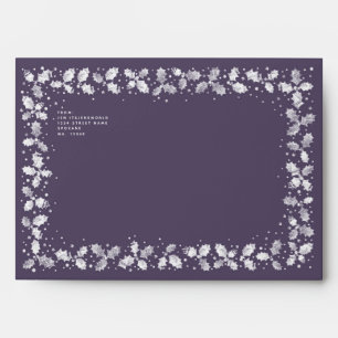 Purple Printed Holly Leaves Return Address A7 Envelope