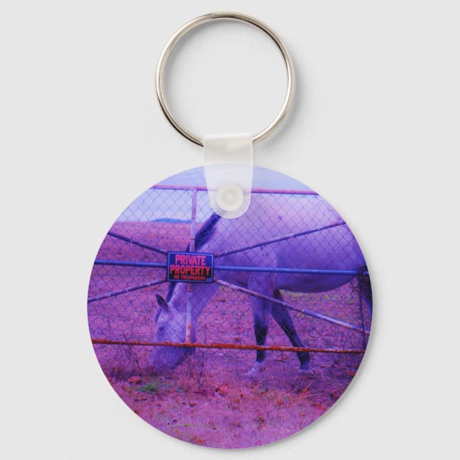Purple Private Property Horse Keychain (Front)
