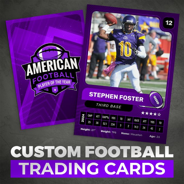 Purple Pro American Football Player Carte de comme (Créateur téléchargé)
