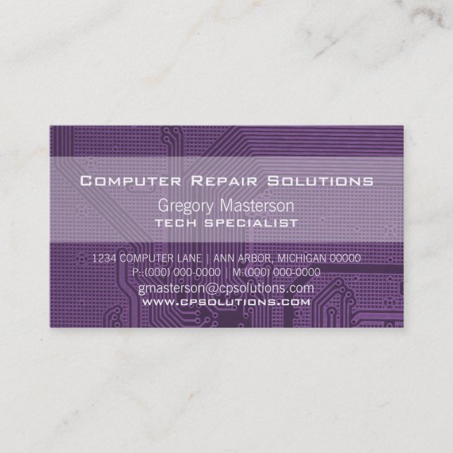 Purple Professional Circuit Business Card (Front)