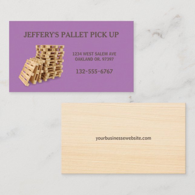 Purple Professional Wood Pallet Crate Business Card (Front/Back)