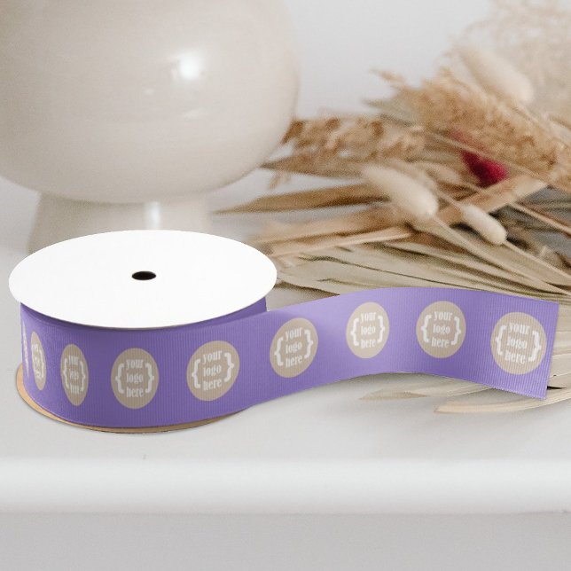Purple Promotional, Personalized Logo Gift  Grosgrain Ribbon (branded promotional purple gift ribbon with logo pattern)