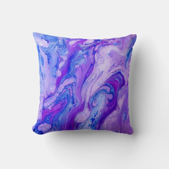 purple psychedelic liquid throw pillow (Front)