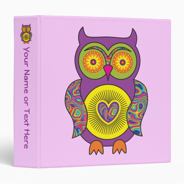 Purple Psychedelic Owl Binder (Front/Spine)