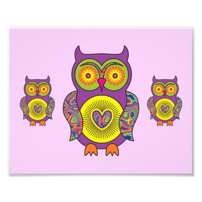 Purple Psychedelic Owl Photo Print (Front)