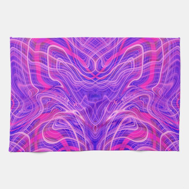 Purple psychedelic pattern kitchen towel (Horizontal)