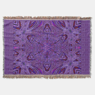 Purple Psychedelic Trip Flower Throw Blanket