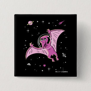 Purple Pterodactyl Dinos In Space 2 Inch Square Button
