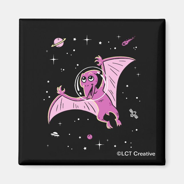 Purple Pterodactyl Dinos In Space Magnet (Front)