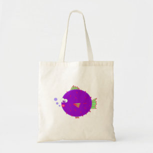 Purple Puffer Fish Tote Bag