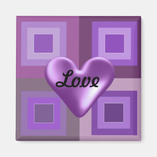 Purple Puffy Heart Magnet